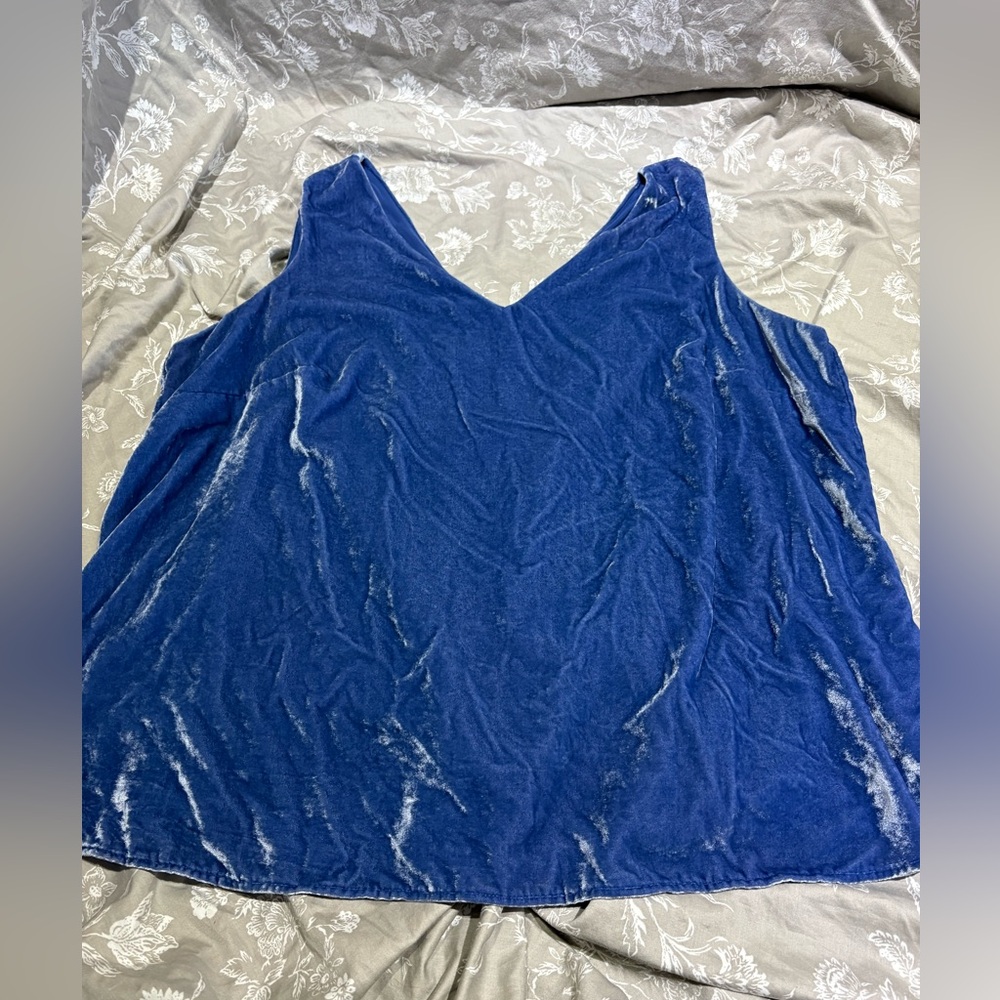 Loft blue crushed velvet tank swing top blouse XXL 20